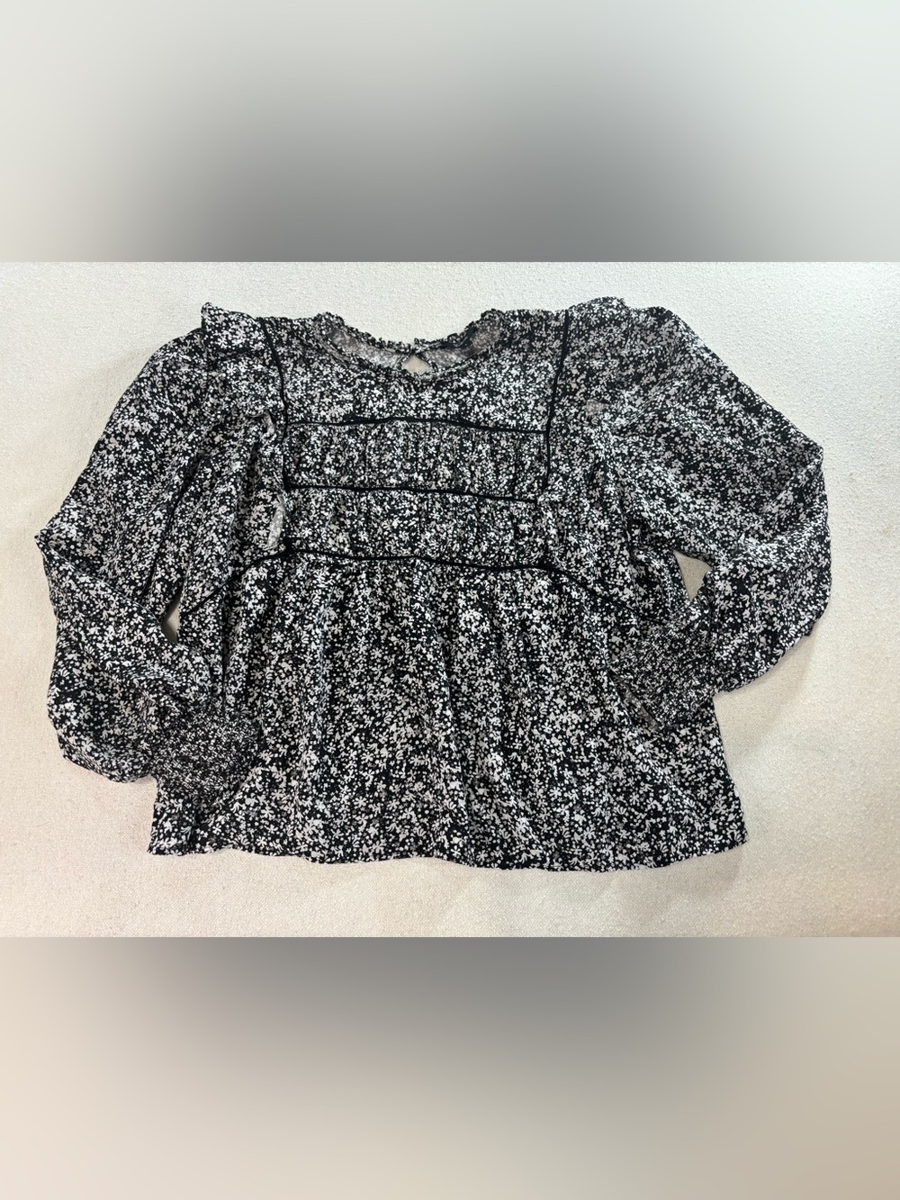 Rails Kadi Blouse Large Onyx Meadow Floral Ruffle Boho Long Sleeve Top - Picture 2 of 8